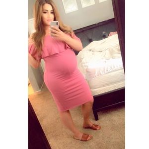 Maternity Dress Off Shoulder Casual Maxi Dress